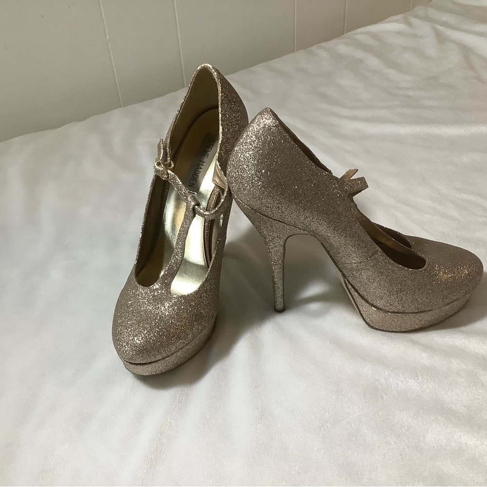 Steve madden gold glitter heels size 7